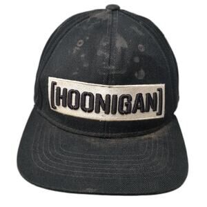 Hoonigan Snapback Hat Black One Size Adjustable Embroidered Flat Brim